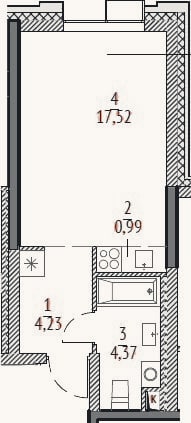 Планировка: Студия, 27,1 м²