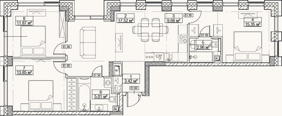 Планировка: 4+ к, 79,7 м²