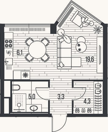 Планировка: Студия, 38,3 м²