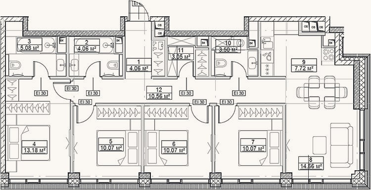 Планировка: 4+ к, 96,1 м²