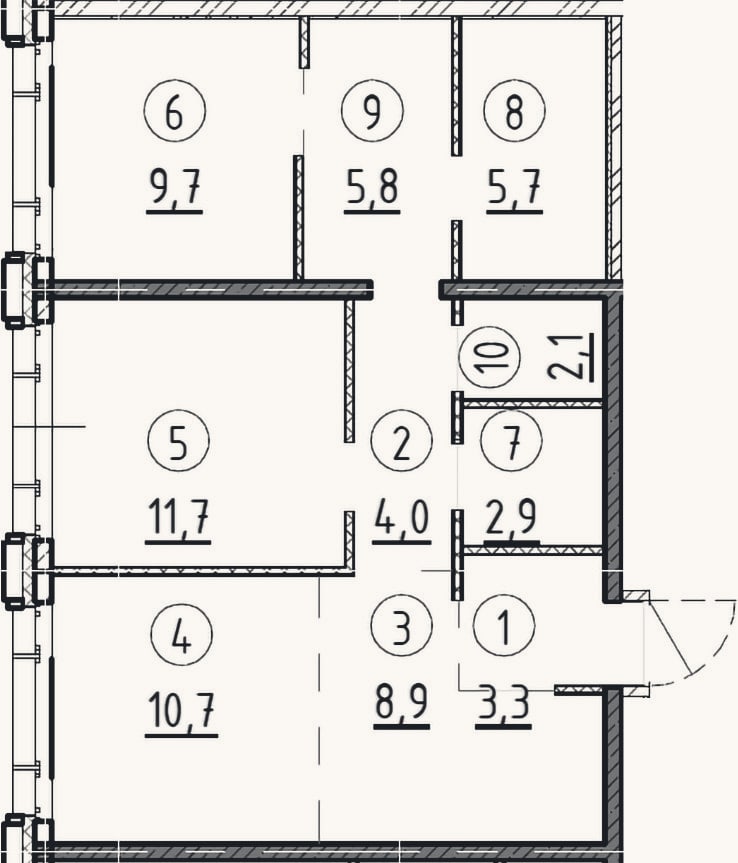 Планировка: 2-к, 64,8 м²