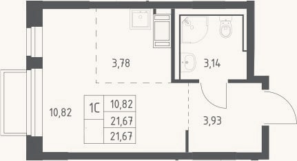 Планировка: Студия, 21,7 м²
