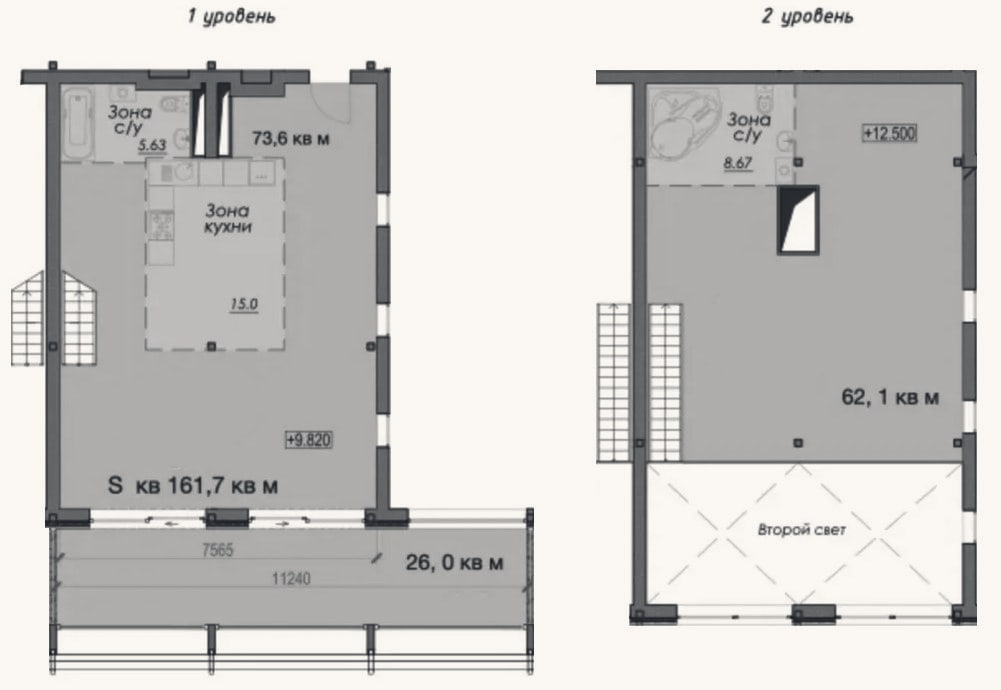 Планировка: Своб. план., 161,7 м²