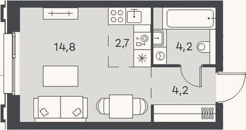 Планировка: Студия, 25,9 м²