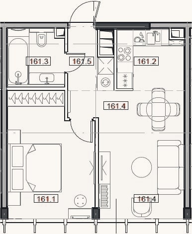 Планировка: 2-к, 44 м²