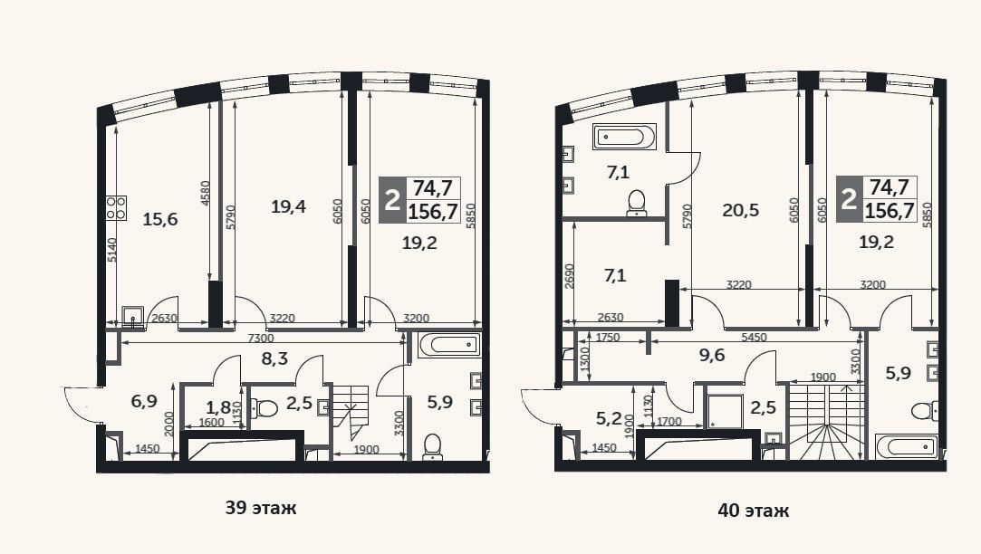 Планировка: 4+ к, 156,7 м²