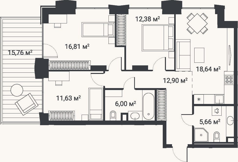 Планировка: 4+ к, 81 м²