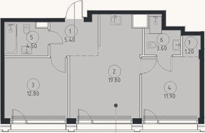 Планировка: 3-к, 59,2 м²