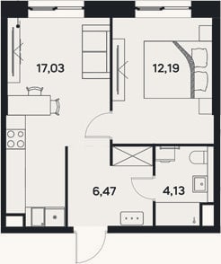 Планировка: 2-к, 39,8 м²