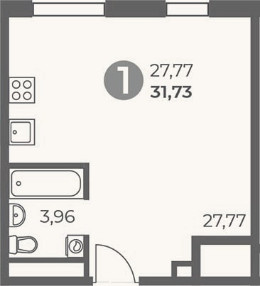 Планировка: Студия, 31,7 м²
