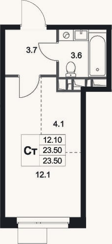 Планировка: Студия, 23,5 м²