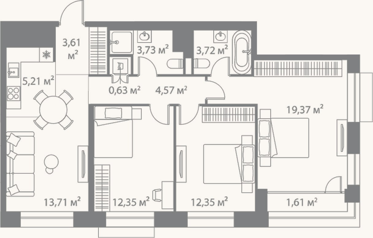 Планировка: 4+ к, 79,3 м²