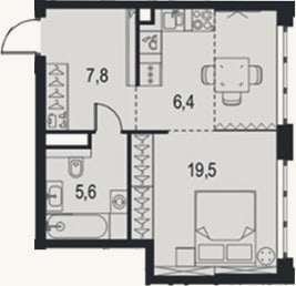 Планировка: Студия, 39,3 м²