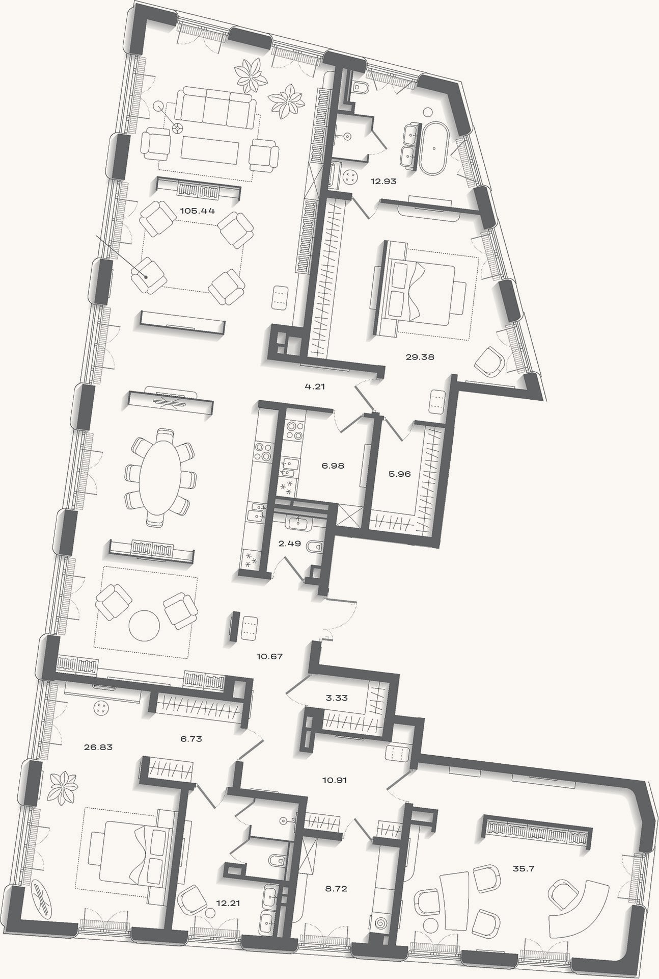 Планировка: 4+ к, 295,6 м²