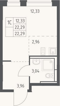 Планировка: Студия, 22,3 м²