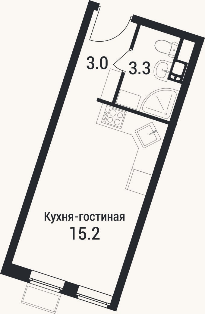 Планировка: Студия, 21,5 м²