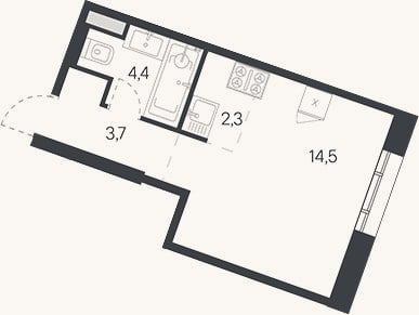 Планировка: Студия, 24,9 м²