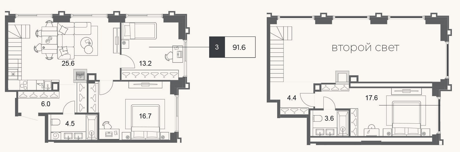 Планировка: 4+ к, 91,7 м²