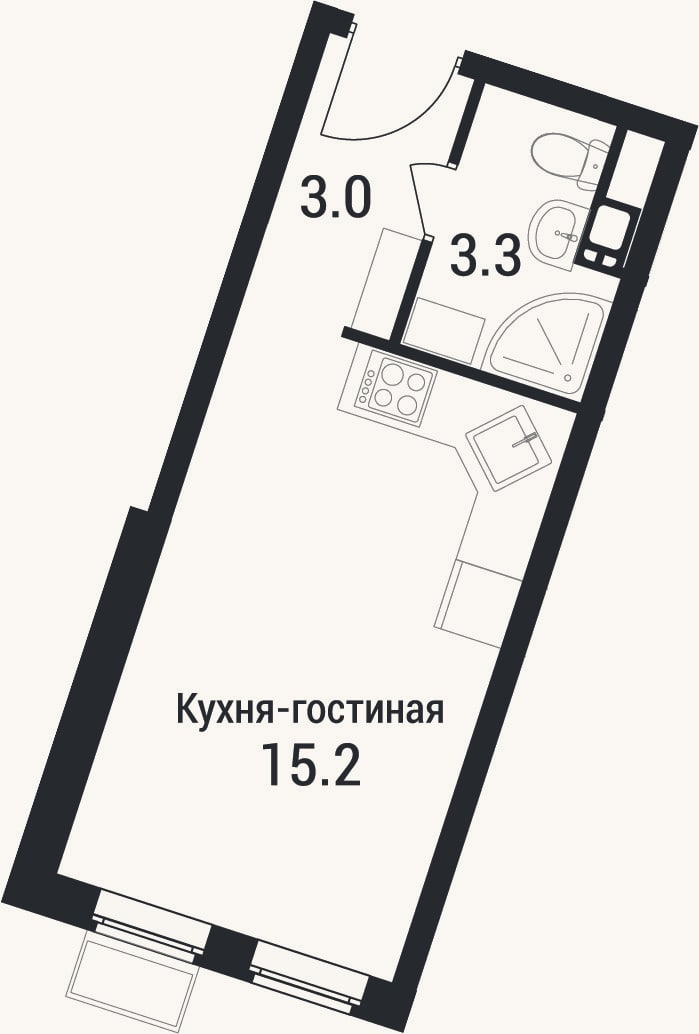 Планировка: Студия, 21,5 м²