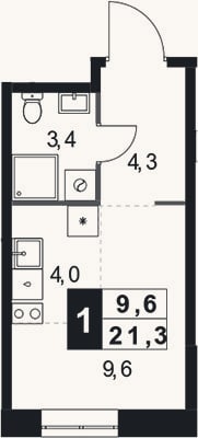 Планировка: Студия, 21,3 м²