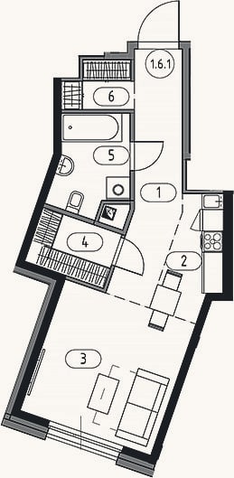 Планировка: Студия, 41,5 м²