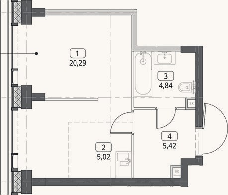 Планировка: Студия, 35,6 м²