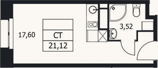Планировка: Студия, 21,1 м²