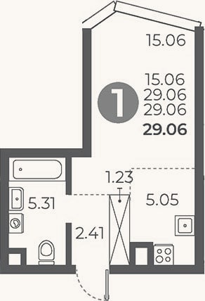Планировка: Студия, 29,1 м²