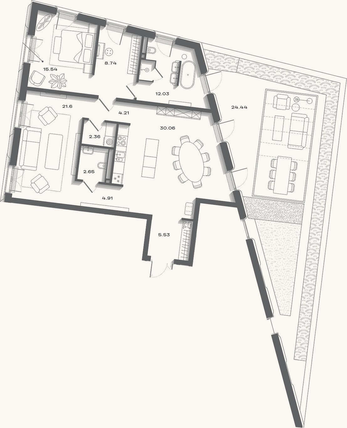 Планировка: 3-к, 113,5 м²