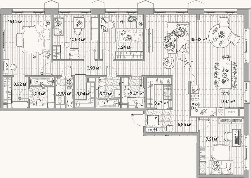 Планировка: 4+ к, 132,2 м²
