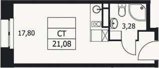 Планировка: Студия, 21,1 м²