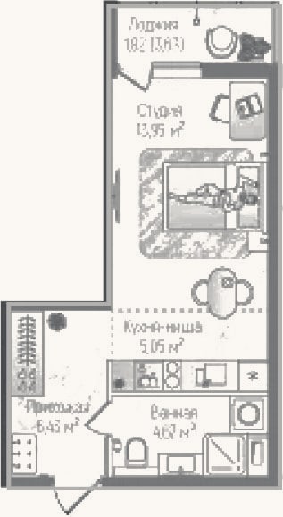 Планировка: Студия, 30,1 м²