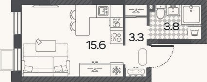Планировка: Студия, 22,7 м²