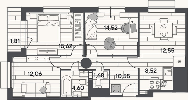 Планировка: 4+ к, 80,1 м²