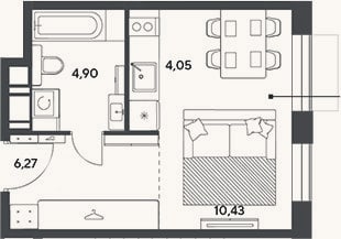 Планировка: Студия, 25,7 м²