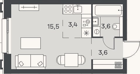 Планировка: Студия, 26,1 м²