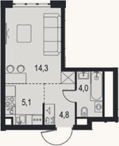 Планировка: Студия, 28,2 м²