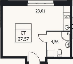 Планировка: Студия, 27,6 м²