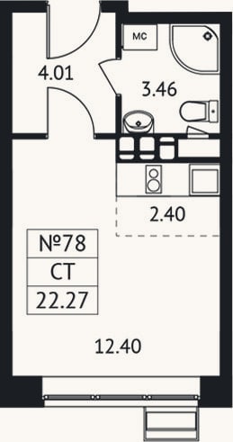 Планировка: Студия, 22,3 м²