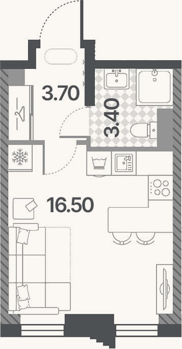 Планировка: Студия, 23,6 м²