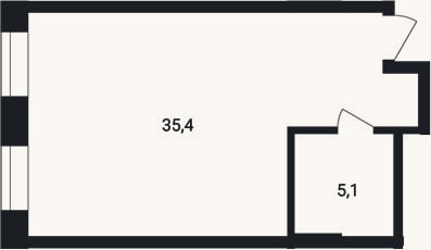 Планировка: Студия, 40,5 м²