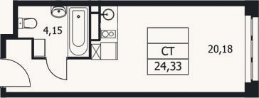 Планировка: Студия, 24,3 м²