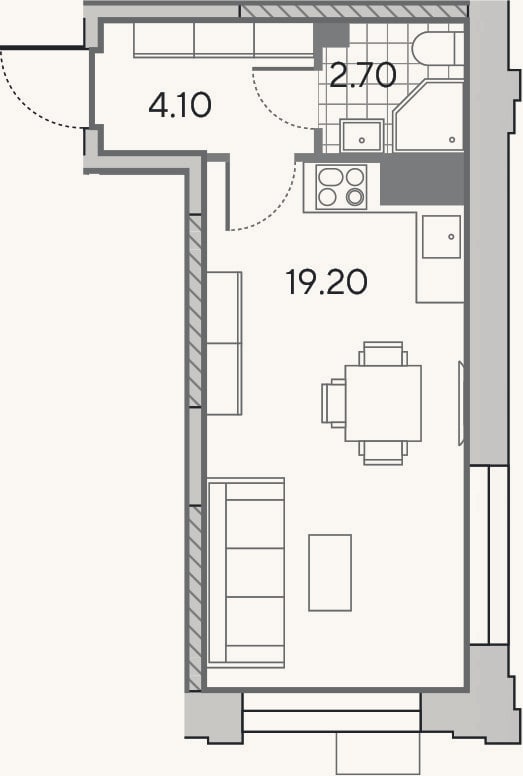 Планировка: Студия, 26 м²