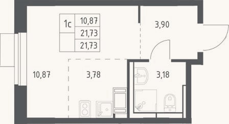 Планировка: Студия, 21,7 м²