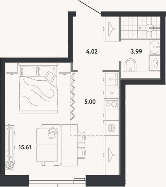 Планировка: Студия, 28,6 м²