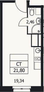 Планировка: Студия, 21,8 м²