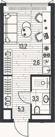 Планировка: Студия, 24,4 м²