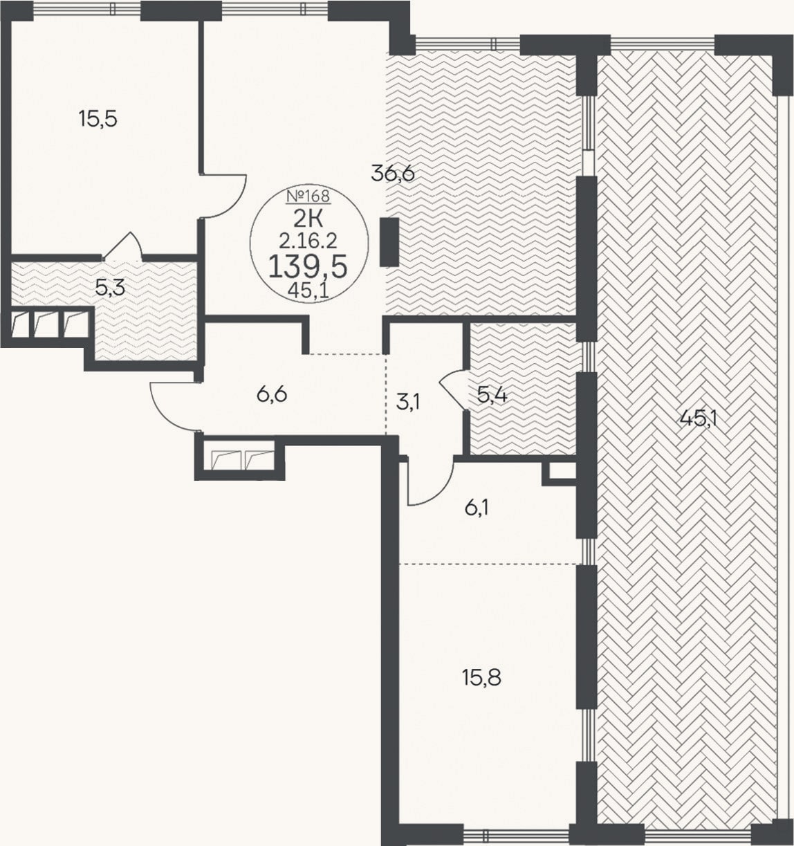 Планировка: 3-к, 94,4 м²