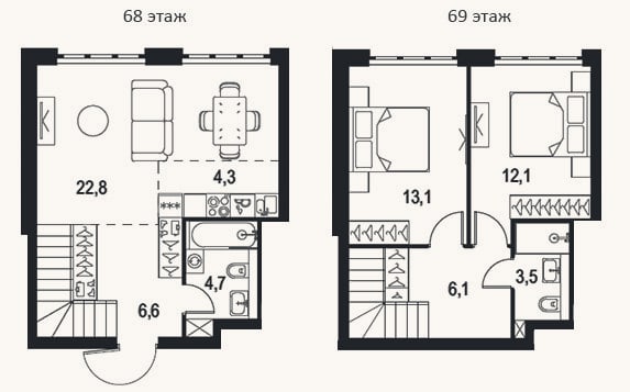 Планировка: 3-к, 73,2 м²