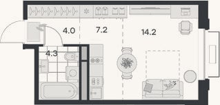 Планировка: Студия, 29,7 м²